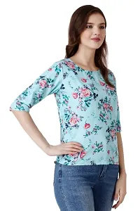 Stylish Floral Printed Regular Top Round Neck 3/4 Sleeve Top for Women (Pack of 1)-thumb2