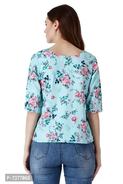 Stylish Floral Printed Regular Top Round Neck 3/4 Sleeve Top for Women (Pack of 1)-thumb5