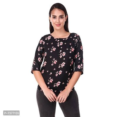 Stylish Floral Printed Regular Top Round Neck 3/4 Sleeve Top for Women (Pack of 1)