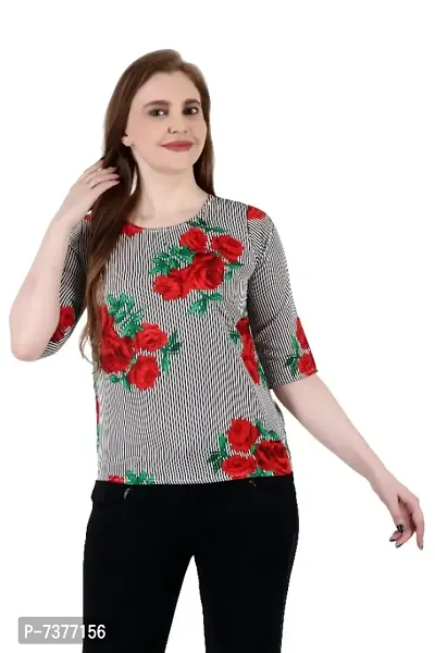 Stylish Floral Printed Regular Top Round Neck 3/4 Sleeve Top for Women (Pack of 1)