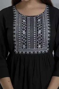 Stylish Black Cotton Embroidered Top For Women-thumb3
