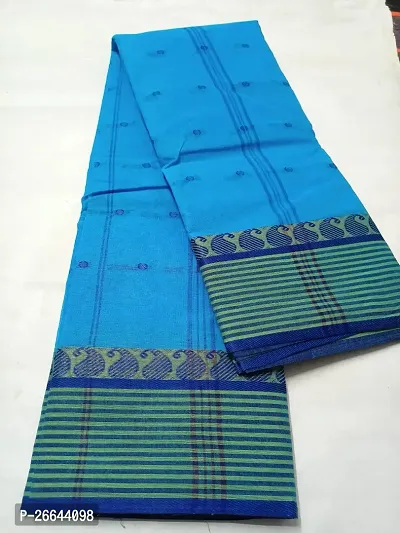 Beautiful Cotton Blend Saree With Blouse Piece-thumb0