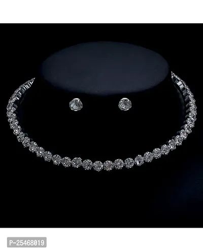 Trendy Hasli Choker Set Silver Color 1 Lane for girls  Womens