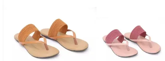 Elegant Multicoloured Rubber Sandals For Women Pack Of 2