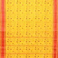 Aishani Collection Embroidered Pure Cotton Tant Jamdani Handloom Saree (Yellow,Red)-thumb3