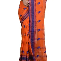 Aishani Collection Pure cotton Orange Blue Tant Jamdani women Saree-thumb3