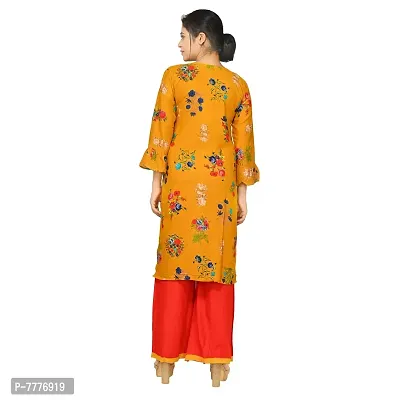 Aishani Collection Rayon Cotton Kurta Palazo Set (Yellow)-thumb2