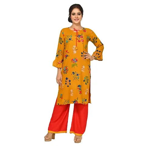 Aishani Collection Rayon Kurta Palazo Set (Yellow)