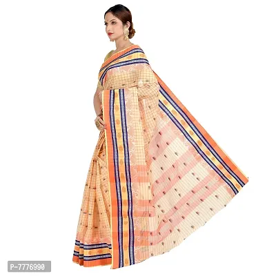 Aishani Collection Pure Cotton Tant Checkered Handloom Saree (Orange)-thumb3