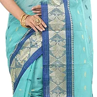 Aishani Collection Blue Pure Cotton Tant Saree-thumb3