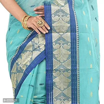 Aishani Collection Blue Pure Cotton Tant Saree-thumb4