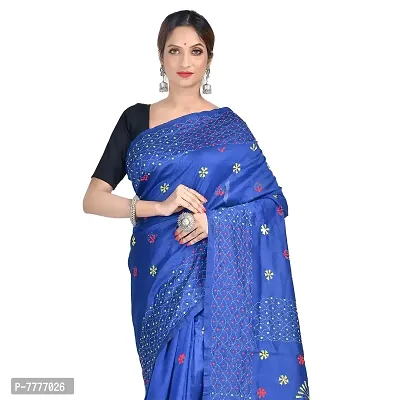 Aishani Collection Women's Woven Art Silk Saree With Blouse Piece (Aishani Collection, Kolkata 700099_Blue)-thumb4