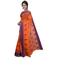 Aishani Collection Pure cotton Orange Blue Tant Jamdani women Saree-thumb1