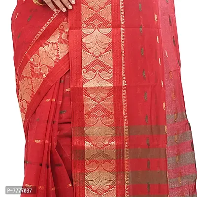 Aishani Collection Woven Pure Cotton Tany Jamdani Handloom Saree (Red)-thumb4