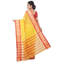 Aishani Collection Women's Shantipur Pure Cotton Tant Saree (Yellow and Red)-thumb1