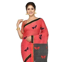 Aishani Collection Cotton Silk Applique, Mirror work Designer Saree with bp (Red,Black)-thumb3