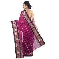 Aishani Collection Woven Pure Cotton Tany Jamdani Handloom Saree (Violet,Black)-thumb1