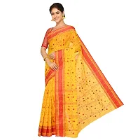 Aishani Collection Embroidered Pure Cotton Tant Jamdani Handloom Saree (Yellow,Red)-thumb2