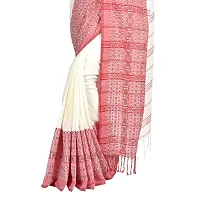 Aishani Collection Woven Hand Spun Cotton Begumpuri Handloom Women's Saree with bp (Red,White)-thumb4
