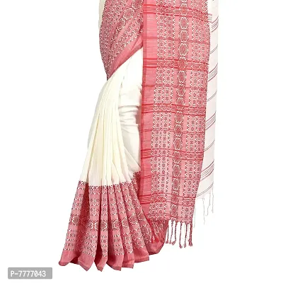 Aishani Collection Woven Hand Spun Cotton Begumpuri Handloom Women's Saree with bp (Red,White)-thumb5