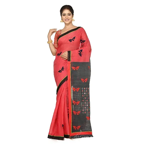 Aishani Collection Silk Applique, Mirror work Designer Saree with bp (Red,Black)