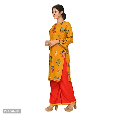 Aishani Collection Rayon Cotton Kurta Palazo Set (Yellow)-thumb3