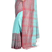 Aishani Collection Woven Hand Spun Cotton Begumpuri Women's Handloom Saree with Blouse Piece (Sea Green, Red)-thumb4