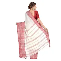 Aishani Collection Woven Hand Spun Cotton Begumpuri Handloom Women's Saree with bp (Red,White)-thumb1