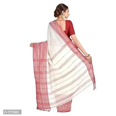 Aishani Collection Woven Hand Spun Cotton Begumpuri Handloom Women's Saree with bp (Red,White)-thumb2