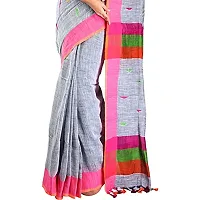 Aishani Collection Embroidered Hand Spun Cotton Handloom saree with blouse piece (Ash)-thumb4