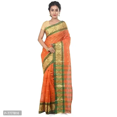 Aishani Collection Orange Oure Cotton Tant Saree