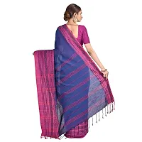 Aishani Collection Woven Khaddi Cotton Begumpuri Handloom Women's Saree with bp (Blue,Pink)-thumb1