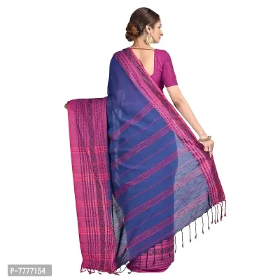 Aishani Collection Woven Khaddi Cotton Begumpuri Handloom Women's Saree with bp (Blue,Pink)-thumb2