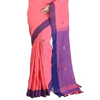 Aishani Collection Women's Khadi Cotton Embroidered Traditional Jamdani Bengal Handloom Saree (Carrot Pink)-thumb4