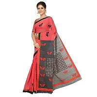 Aishani Collection Cotton Silk Applique, Mirror work Designer Saree with bp (Red,Black)-thumb2