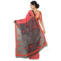 Aishani Collection Cotton Silk Applique, Mirror work Designer Saree with bp (Red,Black)-thumb1