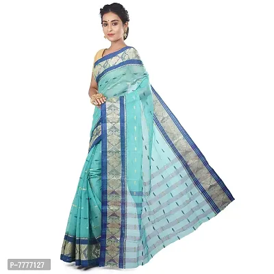 Aishani Collection Blue Pure Cotton Tant Saree-thumb3