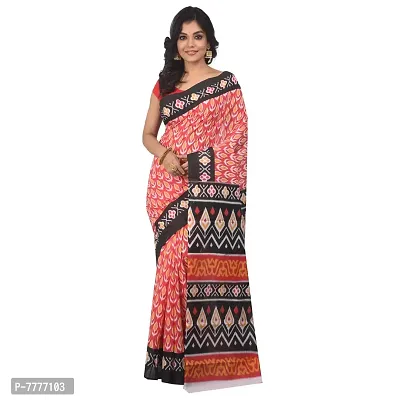 Aishani Collection Digital Printed Pure Cotton Saree (Red)-thumb0