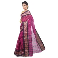 Aishani Collection Woven Pure Cotton Tany Jamdani Handloom Saree (Violet,Black)-thumb2