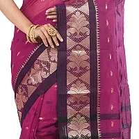 Aishani Collection Woven Pure Cotton Tany Jamdani Handloom Saree (Violet,Black)-thumb3