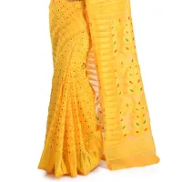 Aishani Collection Soft Cotton Silk Dhakai Jamdani Minakari Handloom Women's Saree. (Yellow, multicolor)-thumb3