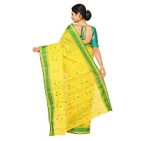 Aishani Collection Embroidered Pure Cotton Tant Jamdani Handloom Saree (Yellow, Green)-thumb1