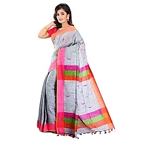 Aishani Collection Embroidered Hand Spun Cotton Handloom saree with blouse piece (Ash)-thumb2