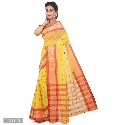 Aishani Collection Women's Shantipur Pure Cotton Tant Saree (Yellow and Red)-thumb3