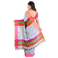 Aishani Collection Embroidered Hand Spun Cotton Handloom saree with blouse piece (Ash)-thumb1