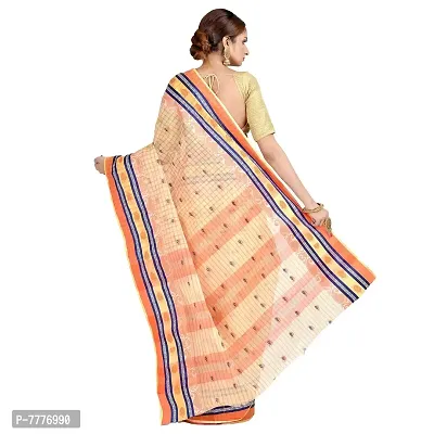 Aishani Collection Pure Cotton Tant Checkered Handloom Saree (Orange)-thumb2