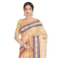 Aishani Collection Pure Cotton Tant Checkered Handloom Saree (Orange)-thumb4