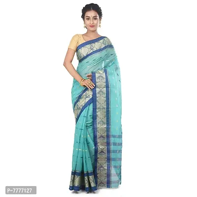 Aishani Collection Blue Pure Cotton Tant Saree