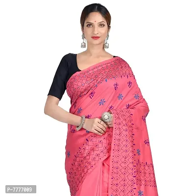 Aishani Collection Women's Woven Art Silk Saree With Blouse Piece (Aishani Collection, Kolkata 700099_Peach Red)-thumb5