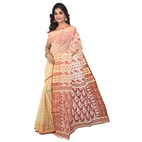 Aishani Collection Embroidered Pure Cotton Baluchari Handloom Saree without bp (Off white, Red)-thumb2